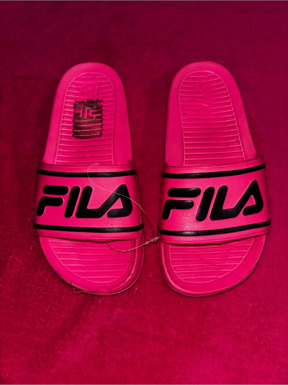 Fila Hot Pink Slide Sandals with Black Logo size 5